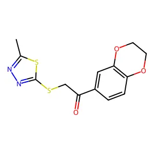 1-(2,3-dihydro-1,4-benzodioxin-6-yl)-2-[(5-methyl-1,3,4-thiadiazol-2-yl)sulfanyl]ethanone structure