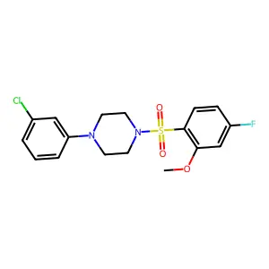1-(3-chlorophenyl)-4-(4-fluoro-2-methoxyphenyl)sulfonylpiperazine structure