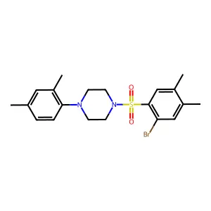 1-(2-bromo-4,5-dimethylphenyl)sulfonyl-4-(2,4-dimethylphenyl)piperazine structure