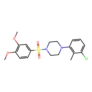 1-(3-chloro-2-methylphenyl)-4-[(3,4-dimethoxyphenyl)sulfonyl]piperazine structure