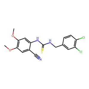 1-(2-cyano-4,5-dimethoxyphenyl)-3-[(3,4-dichlorophenyl)methyl]thiourea structure