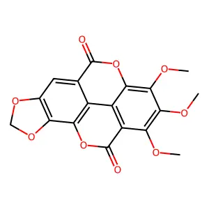 12,13,14-trimethoxy-3,5,10,17-tetraoxapentacyclo[9.6.2.02,6.08,18.015,19]nonadeca-1(18),2(6),7,11,13,15(19)-hexaene-9,16-dione structure