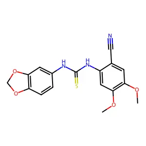 1-(1,3-benzodioxol-5-yl)-3-(2-cyano-4,5-dimethoxyphenyl)thiourea structure