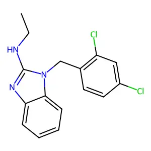 1-[(2,4-dichlorophenyl)methyl]-N-ethylbenzimidazol-2-amine structure