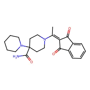1'-[1-(1,3-dioxo-1,3-dihydro-2H-inden-2-ylidene)ethyl]-1,4'-bipiperidine-4'-carboxamide structure