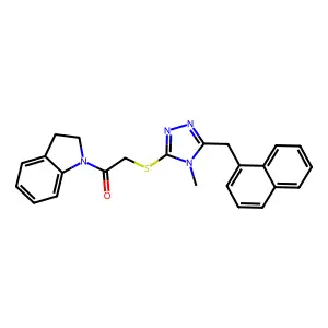 1-(2,3-dihydro-1H-indol-1-yl)-2-{[4-methyl-5-(naphthalen-1-ylmethyl)-4H-1,2,4-triazol-3-yl]sulfanyl}ethanone structure