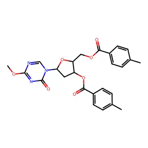 1-[2-deoxy-3,5-bis-o-(4-methylbenzoyl)pentofuranosyl]-4-methoxy-1,3,5-triazin-2(1h)-one structure