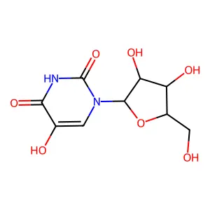 1-[3,4-dihydroxy-5-(hydroxymethyl)oxolan-2-yl]-5-hydroxypyrimidine-2,4-dione structure