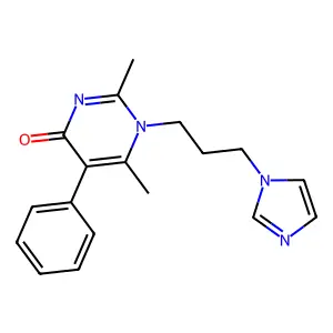 1-(3-(1H-imidazol-1-yl)propyl)-2,6-dimethyl-5-phenylpyrimidin-4(1H)-one structure