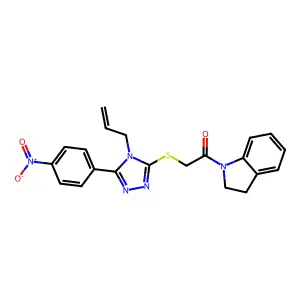 1-(2,3-dihydro-1H-indol-1-yl)-2-{[5-(4-nitrophenyl)-4-(prop-2-en-1-yl)-4H-1,2,4-triazol-3-yl]sulfanyl}ethanone structure