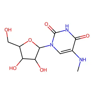 1-[3,4-dihydroxy-5-(hydroxymethyl)oxolan-2-yl]-5-(methylamino)pyrimidine-2,4-dione structure