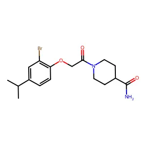 1-[2-(2-bromo-4-propan-2-ylphenoxy)acetyl]piperidine-4-carboxamide structure
