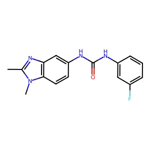 1-(1,2-dimethylbenzimidazol-5-yl)-3-(3-fluorophenyl)urea structure