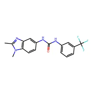 1-(1,2-dimethylbenzimidazol-5-yl)-3-[3-(trifluoromethyl)phenyl]urea structure