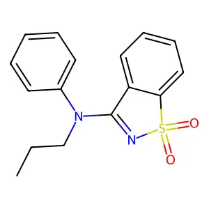 1,1-dioxo-N-phenyl-N-propyl-1,2-benzothiazol-3-amine structure