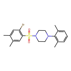 1-(2-bromo-4,5-dimethylbenzenesulfonyl)-4-(2,6-dimethylphenyl)piperazine structure