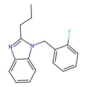 1-[(2-fluorophenyl)methyl]-2-propylbenzimidazole structure