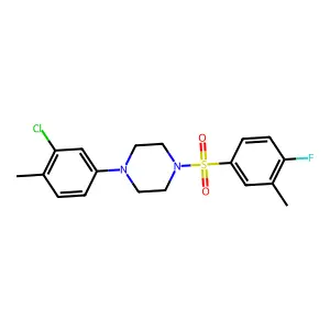1-(3-chloro-4-methylphenyl)-4-(4-fluoro-3-methylbenzenesulfonyl)piperazine structure