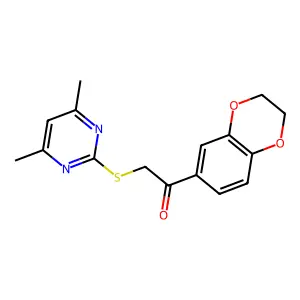 1-(2,3-dihydro-1,4-benzodioxin-6-yl)-2-(4,6-dimethylpyrimidin-2-yl)sulfanylethanone structure