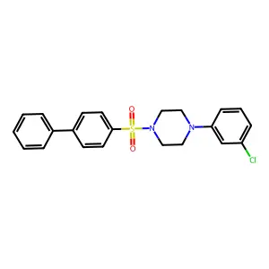1-(3-chlorophenyl)-4-(4-phenylphenyl)sulfonylpiperazine structure