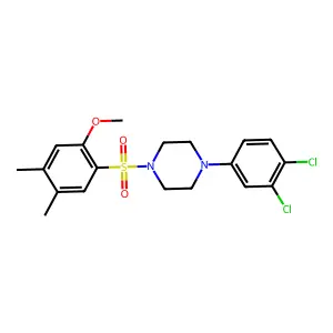 1-(3,4-dichlorophenyl)-4-(2-methoxy-4,5-dimethylbenzenesulfonyl)piperazine structure