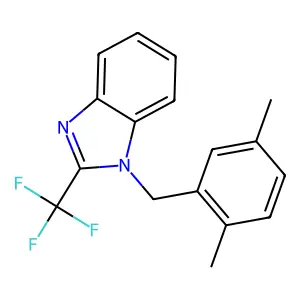 1-(2,5-dimethylbenzyl)-2-(trifluoromethyl)-1H-benzimidazole structure
