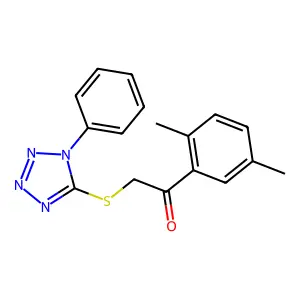 1-(2,5-dimethylphenyl)-2-(1-phenyltetrazol-5-yl)sulfanylethanone structure