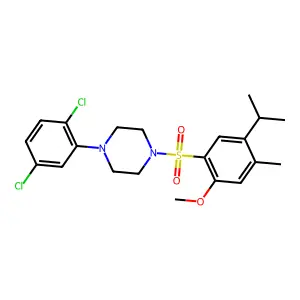 1-(2,5-dichlorophenyl)-4-(2-methoxy-4-methyl-5-propan-2-ylphenyl)sulfonylpiperazine structure