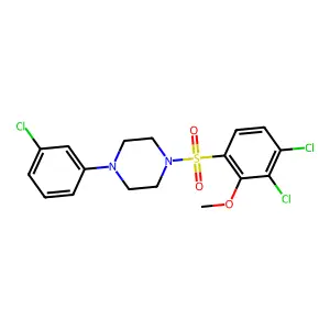1-(3-chlorophenyl)-4-(3,4-dichloro-2-methoxybenzenesulfonyl)piperazine structure
