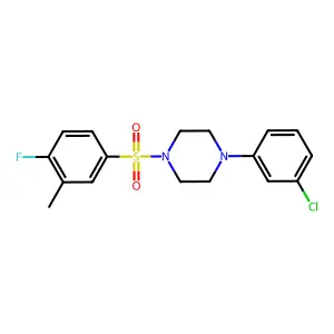 1-(3-chlorophenyl)-4-(4-fluoro-3-methylphenyl)sulfonylpiperazine structure
