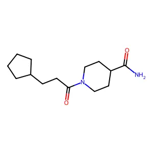 1-(3-cyclopentylpropanoyl)piperidine-4-carboxamide structure