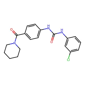 1-(3-chlorophenyl)-3-[4-(piperidine-1-carbonyl)phenyl]urea structure