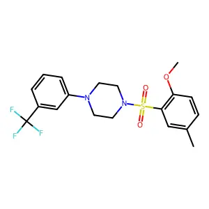1-[(2-methoxy-5-methylphenyl)sulfonyl]-4-[3-(trifluoromethyl)phenyl]piperazine structure