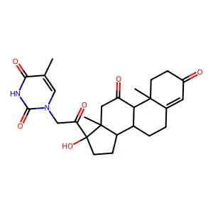 1-[2-(17-hydroxy-10,13-dimethyl-3,11-dioxo-1,2,6,7,8,9,12,14,15,16-decahydrocyclopenta[a]phenanthren-17-yl)-2-oxoethyl]-5-methylpyrimidine-2,4-dione structure