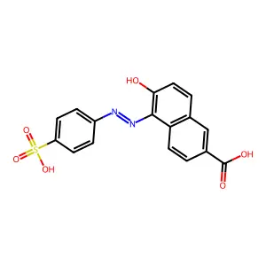 6-hydroxy-5-[(4-sulfophenyl)diazenyl]naphthalene-2-carboxylic acid structure