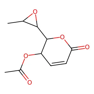 [2-(3-methyloxiran-2-yl)-6-oxo-2,3-dihydropyran-3-yl] acetate structure