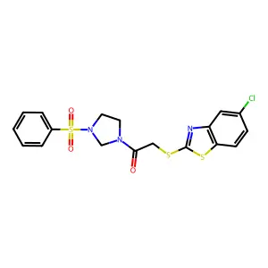 1-[3-(benzenesulfonyl)imidazolidin-1-yl]-2-[(5-chloro-1,3-benzothiazol-2-yl)sulfanyl]ethanone structure