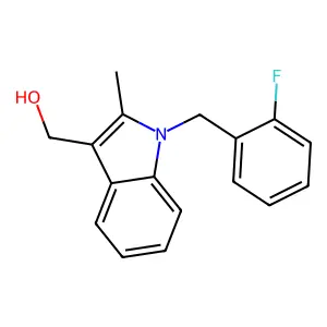 [1-[(2-fluorophenyl)methyl]-2-methylindol-3-yl]methanol structure