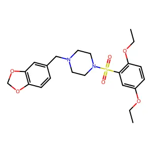 1-(1,3-benzodioxol-5-ylmethyl)-4-[(2,5-diethoxyphenyl)sulfonyl]piperazine structure