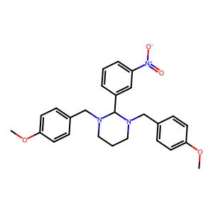 1,3-bis[(4-methoxyphenyl)methyl]-2-(3-nitrophenyl)-1,3-diazinane structure