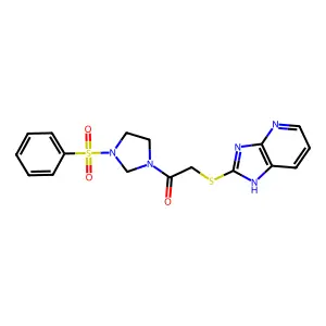 1-[3-(benzenesulfonyl)imidazolidin-1-yl]-2-(1H-imidazo[4,5-b]pyridin-2-ylsulfanyl)ethanone structure