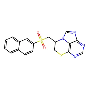 11-(naphthalen-2-ylsulfonylmethyl)-9-thia-1,3,5,7-tetrazatricyclo[6.3.1.04,12]dodeca-2,4(12),5,7-tetraene structure