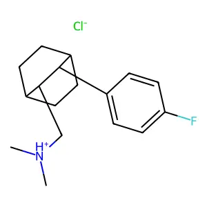 [(2R)-3-(4-fluorophenyl)-2-bicyclo[2.2.2]octanyl]methyl-dimethylazanium chloride structure