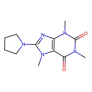 1,3,7-trimethyl-8-pyrrolidin-1-ylpurine-2,6-dione structure