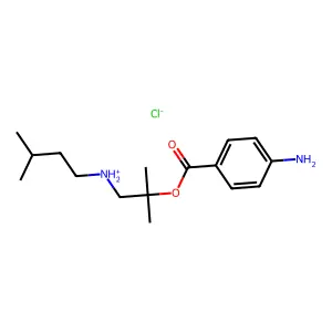 Benzoic acid, p-amino-, 1,1-dimethyl-2-(isopentylamino)ethyl ester, hydrochloride structure