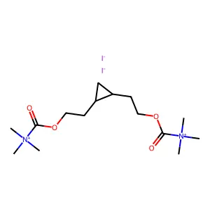 trans-(Cyclopropylenebis(2-carbonyloxyethyl))bis(trimethylammonium) diiodide structure