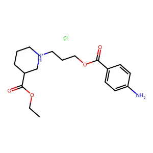 p-Aminobenzoic acid 3-(3-ethoxycarbonylpiperidino)propyl ester hydrochloride structure
