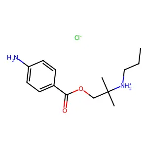 [1-(4-aminobenzoyl)oxy-2-methylpropan-2-yl]-propylazanium chloride structure