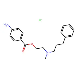Benzoic acid, p-amino-, 2-(N-methyl-N-(3-phenylpropyl)amino)ethyl ester, hydrochloride structure