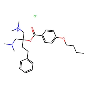 [2-(4-butoxybenzoyl)oxy-2-[(dimethylamino)methyl]-4-phenylbutyl]-dimethylazanium chloride structure
